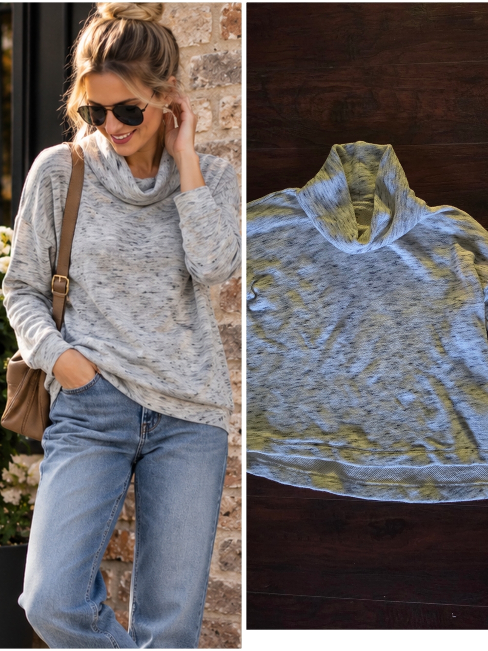 J. Crew Light Gray Heathered Cowl Neck Sweater